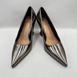 Torgeis New York Pump Adena Stiletto Pewter Metallic Shiny Womens 9 Tapered Heel